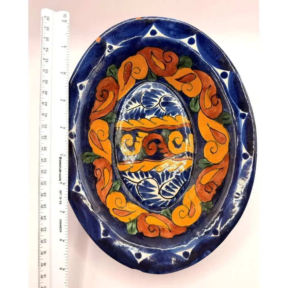 Mexican Talavera Hand Painted Pottery Serving Bowl